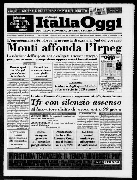 Italia oggi : quotidiano di economia finanza e politica